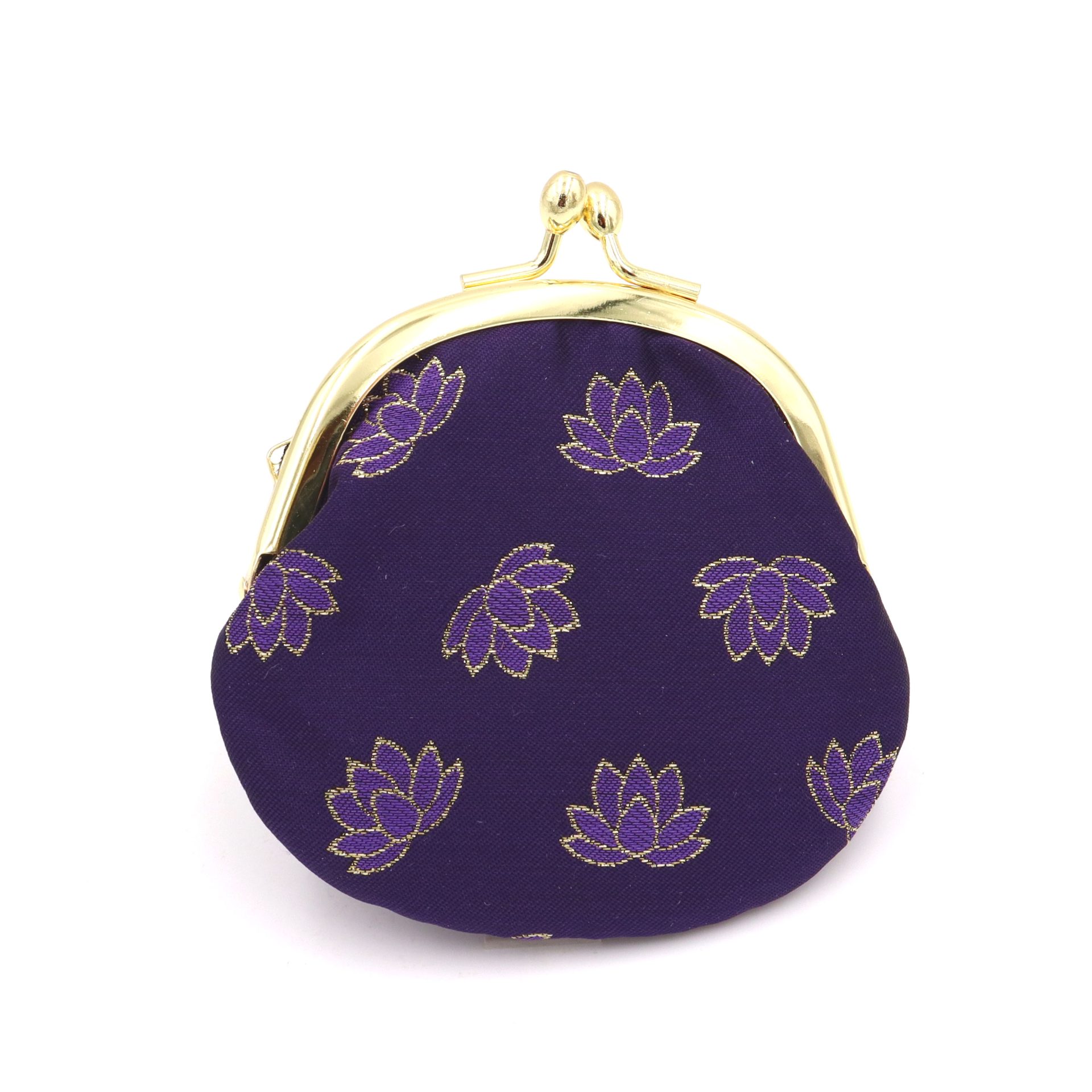 ロータス錦 がま口 蓮の紋様 紫 - 【織物美術・通販・織物体験】龍村光峯