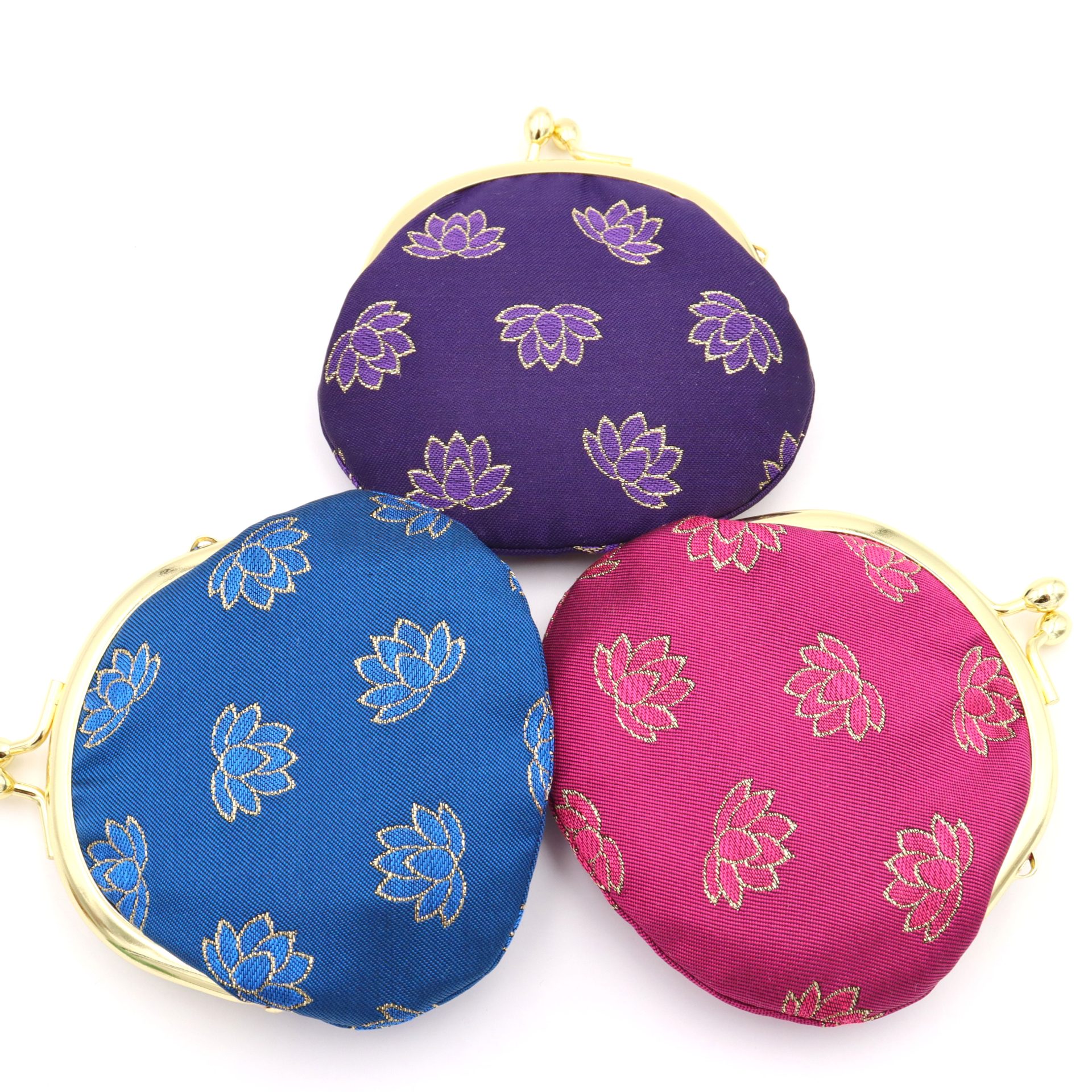 ロータス錦 がま口 蓮の紋様 紫 - 【織物美術・通販・織物体験】龍村光峯